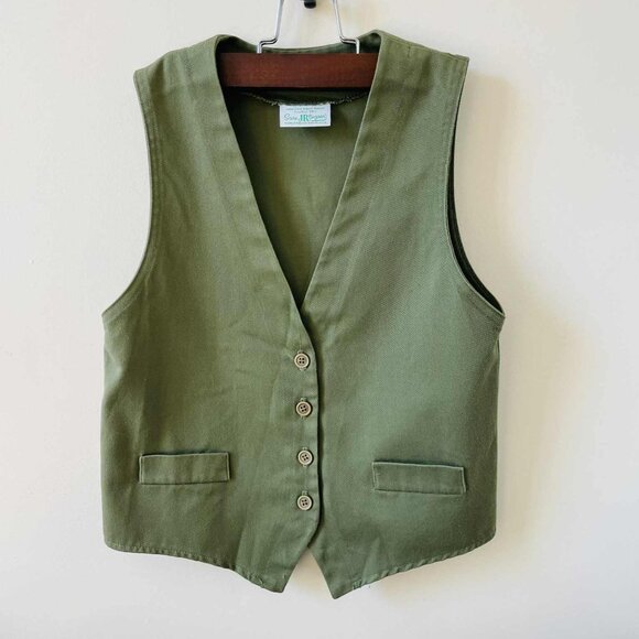 Vintage Olive Green Waistcoat - Picture 1 of 5